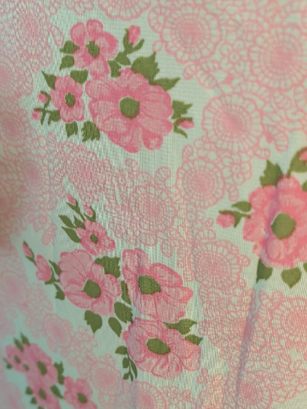 Vintage 1960's Pink And Yellow Floral Nightgown With Lace Bodice Size Small - Picture 3 of 7